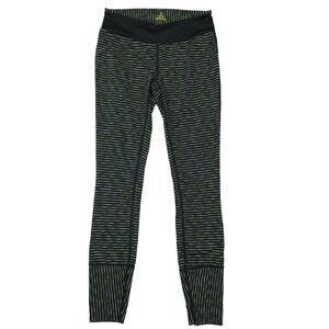 PRANA Women's Black with White Yellow Stripes Slim‎ Fit Leggings size Small